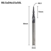 xcan 솔리드 카바이드 볼 노즈 테이퍼 엔드 밀 2 플루트 조각 라우터 비트 hrc55 cnc 조각 비트 우드 밀링 커터, 씨엔, r0.5x15xd4x50