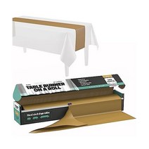 HSGUS 식탁보 롤 137 2 x 37 9m(54 110피트) 레드 프리미엄 플라스틱 테이블보 커터 박스 포함 크기에 맞게 절단 장식용 직사각형 테이블 커버 부드러운 파티 결혼식, Runner Roll, 골드.