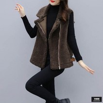 가바바 여성 빅사이즈 겨울 숏조끼 가죽으로 포인트를 준 인조퍼자켓 5XL까지 G58711