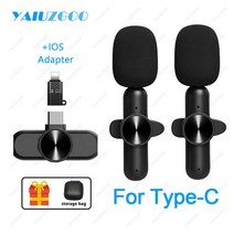 무선 마이크 전문 미니 휴대용 소음 감소 오디오 비디오 녹음 - 용 라이브 방송, 2세대 type-c ios