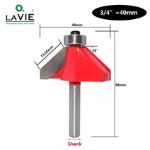 LAVIE 생크 45 도 모따기 라우터 비트 엣지 포밍 베벨 목공 밀링 커터 목재 MC01130 6mm 6.35mm 1 개, 06 40mm_01 6mm Shank, 6mm Shank, 40mm