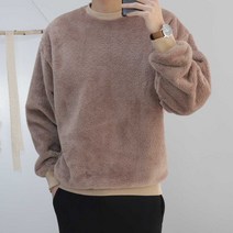 로코비전 보아털 오버핏 무지 맨투맨 빅사이즈 후리스 남자 티셔츠
