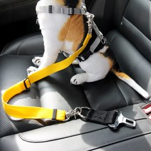 강아지 차량용 안전벨트 리드줄, S, 노랑