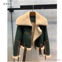 여자 숏기장 양털 무스탕 페이크퍼 오버사이즈 터틀넥 라이더재킷