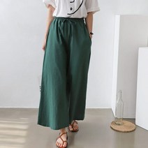 [스위트플러스] 임부복 여성 야자수 밴드 와이드 린네 팬츠, 색상:벽돌