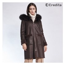 에레디타 에레디타 폭스퍼 후드 무스탕 자켓_브라운