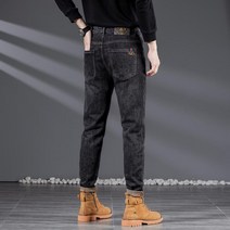 남자 봄 가을 청바지 기모 흑청 남친룩 빅사이즈 데님 팬츠 데이트룩 데일리
