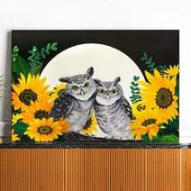 돈들어오는 부엉이 해바라기 그림 액자 풍수 복 행운 거실인테리어 개업선물, 3호 29x21(cm)