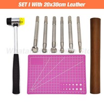 전문 손 바느질 가죽 공예 도구 키트 안장 그루버 스티칭 펀치 조각 작업 세트 DIY 액세서리용, SET I With Leather