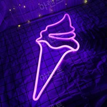아이스크림간판 파티 카페 LED 업소용, 8가지 깜박임 모드 + 점등모드, E