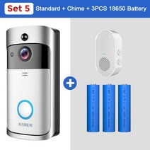 스마트 초인종 스마트 도어벨 스마트 도어락 v5 무선 초인종 wifi 야외 hd 카메라 ir 알람 보안 도어 벨 night vision video intercom 43, 협력사, 세트 5, AU 플러그