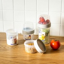 오피스근무 여성 간식통 휴대용 2단 밀폐용기 시리얼통 실용적인디자인, 소형