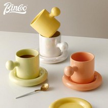 튼튼한스테인레스 실용적 솔리드 컬러 크리에이티브 세라믹 머그잔 물 귀여운 커피사무실머그, 300ml, Pearl White