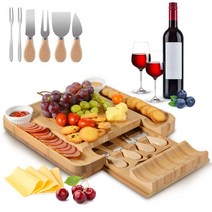 치즈 보드 세트 대나무 보드 치즈 플래터 항균 도마 집들이선물