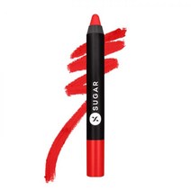 SUGAR Cosmetics Matte As Hell 크레용 립스틱 15 스테파니 플럼 (플럼 모브) 샤프너 고발색 크리미 텍스처 오래 지속되는 매트 마감, 06 Coraline Jones (Orange Cora