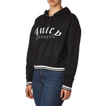 Juicy Couture 여성용 크롭 로고 풀오버 후드티 라이트 그레이 헤더 Large