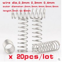 20pcs 와이어 직경 0.2mm 0.3mm 0.4mm 스테인레스 스틸 압축 스프링 304 SUS Y 형 로터 리턴, [01] 0.3mm, [05] 6mm, [08] 10mm, 08 10mm_01 0.3mm_05 6mm