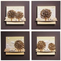 [바보사랑] 돈나무 말풍경4P도금 골드 부조 판화 벽걸이 그림액자