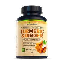 Turmeric Curcumin Supplement with Ginger & Apple Cider Vinegar BioPerine Black Pepper Tumeric Ging, Capsules, 60 Count (Pack of 1)