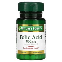 네이쳐스 바운티 폴릭 애시드 엽산 Folic Acid 800mcg x 250정, 상세설명참조, 1개