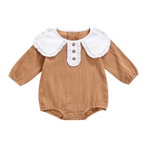 MJLJY 귀여운 신생아 여아 롬퍼 한국 스타일 유아 아기 소녀용 프릴 점프수트 면 복장 유아 여아 옷