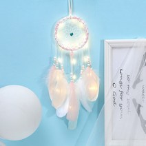 썬캐쳐 자개모빌 드림캐쳐 비즈DIY 인테리어 2022 벽 드림 캐처 LED 수제 깃털 꼰 바람 종소리 아트 방 장, 04 Ywithlight