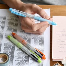 4웨이 스쿨펜 (흑흑적청 4색 볼펜) 데코펜 볼펜 멀티펜 형광펜, orange