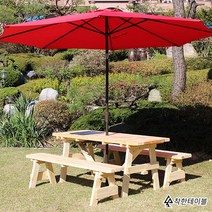 착한테이블 편리한 원목 분리형 바베큐 그릴포함 숯불 야외 테이블 의자 세트 파라솔 별매, 8인 분리형 바베큐 무도색