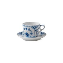 Royal Copenhagen 로얄코펜하겐 블루 플루티드 하프 레이스 피겨린 도자기 컵 & 소서 커피 잔 찻잔 170ml