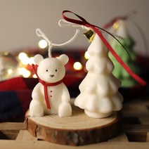 곰&트리 캔들 선물 세트 답례품 향초, 우드트레이, 랜덤향