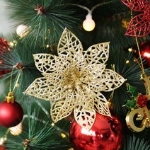 파티해트리장식 글리터 포인꽃 (소), 골드, 1개