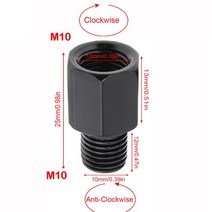 1PC 8mm 10mm 바이크 오토바이 백미러 어댑터 나사 스레드 볼트 시계 방향 반 미러, [02] 1PC M10M10RL