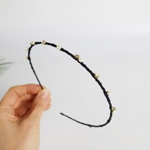 포인트 진주 큐빅 컬러 얇은 머리띠 헤어밴드