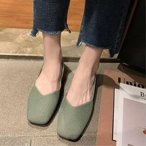 청바지 스커트 데일리코디 여자 골지 플랫 슈즈 4색 깔끔한