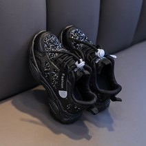 FULIBS 어린이 아빠 신발 온라인 연예인 여자 운동화 2022 봄 새로운 중간 큰 어린이 스팽글 소녀 캐주얼 신발 패션 1L