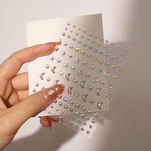 페이스 큐빅 네일 장식 메이크업 별 달 다이아몬드 스티커 글리터 분장 얼굴, 1개, T