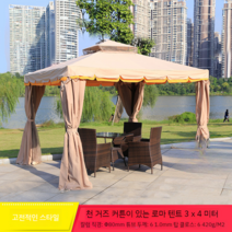 사각정 마당 정자 공원 야외 쉼터 주택옥상 꾸미기 단독주택 썬룸 루프탑 그늘막 조립식, 3x4m 클래식 카키 색상