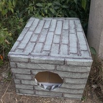야외 대형견 큰개 진돗개 강아지 판넬 난방 조립식 개집 실외 플라스틱 보온 강아지집 001 DIY 수제 애완, 회색 벽돌 원형 구멍 (슬_트럼펫(고양이 1-2마리)