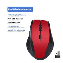 2.4Ghz 무선 마우스 게이머 컴퓨터 PC 게임용 USB 수신기 포함 윈도우 7/2000/XP/비스타 용 노트북 액세서리, [03] Red Mouse