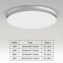라운드/스퀘어 LED 천장 조명 220V 110V 램프 36W 48W led 패널 거실 침실 욕실, [03] Model A Round, [03] 36W, [02] Warm White