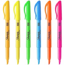 샤피 포켓 형광펜 하이라이터 필기강조 컬러마카, 진노랑