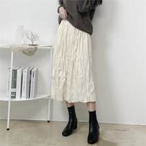 셀러허브 여성패션 보들보들 스웨이드 엔나 주름 롱 스커트