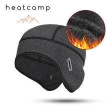 HEATCAMP 후리스 스컬캡 스포츠비니 방한 헬멧 속모자 자전거 오토바이 등산 러닝 보드 스키 얇은 겨울 쪽모자, 챠콜 (프리사이즈)
