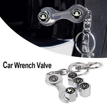 타이어 밸브캡 자동차 로고 메탈 실버 렌치 키 체인 타이어 밸브 용 대형 랭글러 그랜드 체로키 뉴 에, 11 silver for Toyota