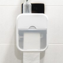 시럽실험실 방수 화장실 휴지걸이 욕실 무타공 선반 화장지 걸이, 화이트
