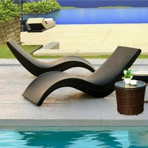 썬베드 수영장 비치 테라스 야외 의자 선베드 쿠션 테이블, 브라운