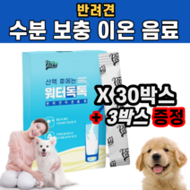 강아지 반려견 이온음료 산책 야외 활동 임신 수유 기간 수분 에너지 탈수 보충 당질 전해질 영양 공급 미네랄 활력 충전 포도당 구연산 비타민C 스피츠 퍼그 시바견 쉽독 사모예드, 30박스 + 3박스 추가