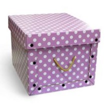 이케이박스 수납정리함, 보라땡땡이 단추식 정리함, 4개입