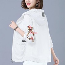 리앤킴 여성 꽃무늬 경량 바람막이 후드 점퍼 L93