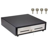 POS(Point of Sale) 시스템용 금전 등록기 서랍 - 블랙 및 스테인리스 스틸 전면 - 완전 탈착식 2단 현금 트레이 5 빌/8 코인 24V RJ11/RJ12 키, Black and Stainless Steel_16 -